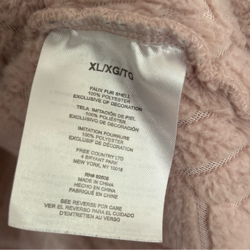 Free Country faux fur full zip jacket pink XL super soft and cozy - Picture 11 of 13